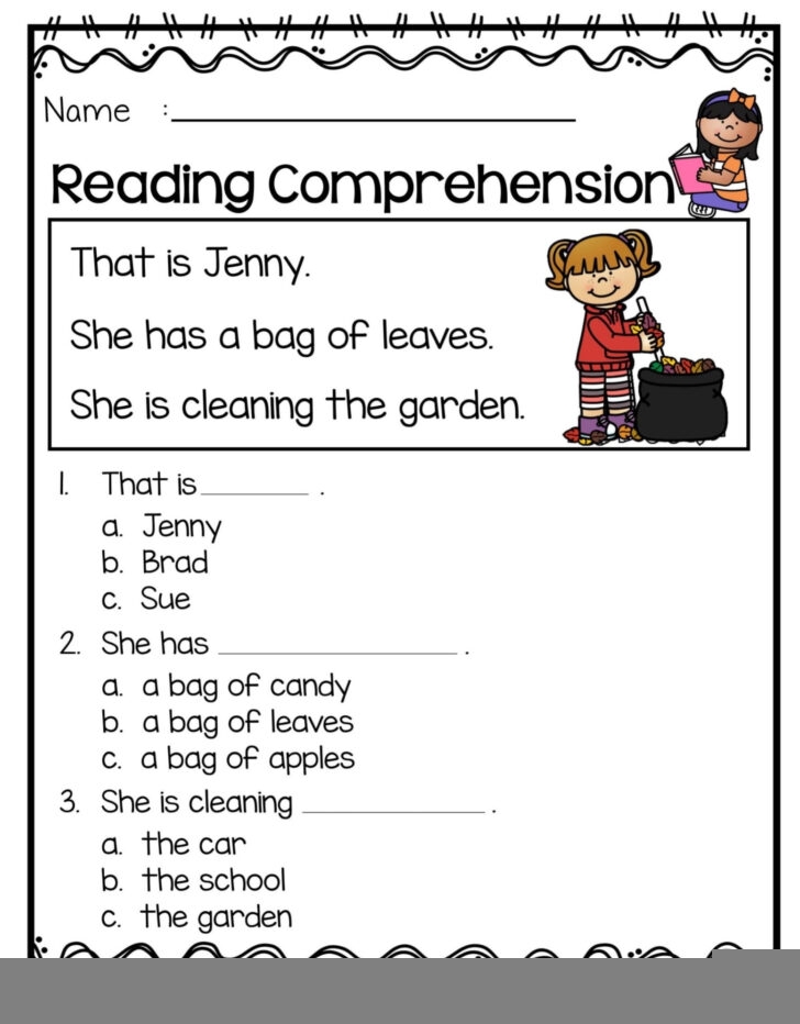 Free English Reading Comprehension Worksheets For Grade 1 Reading 