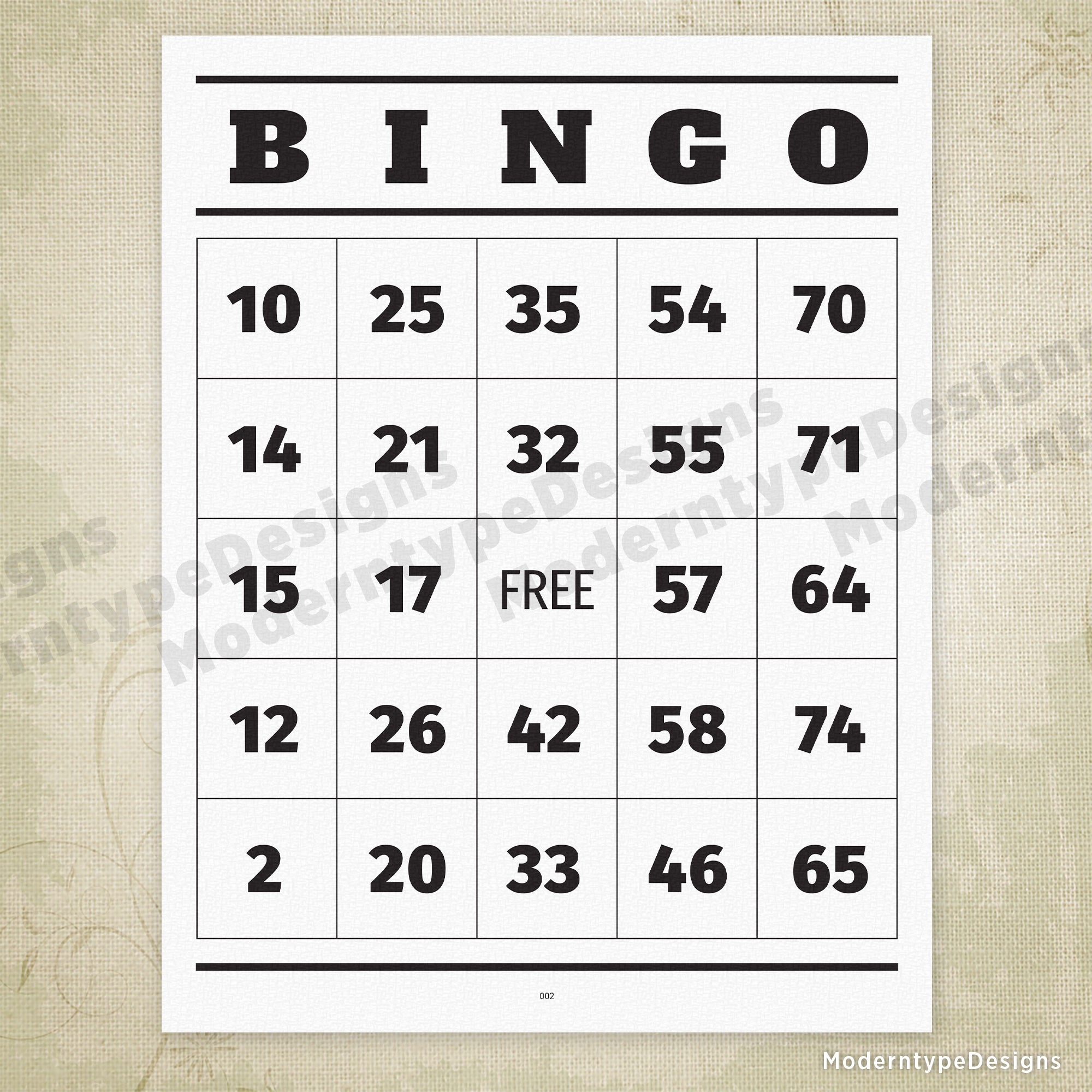 free printable bingo cards random numbers