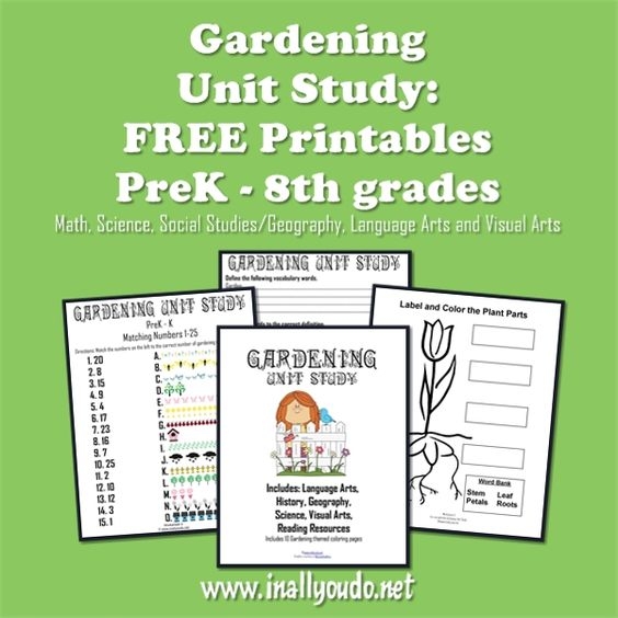 FREE Gardening Unit Study Printables