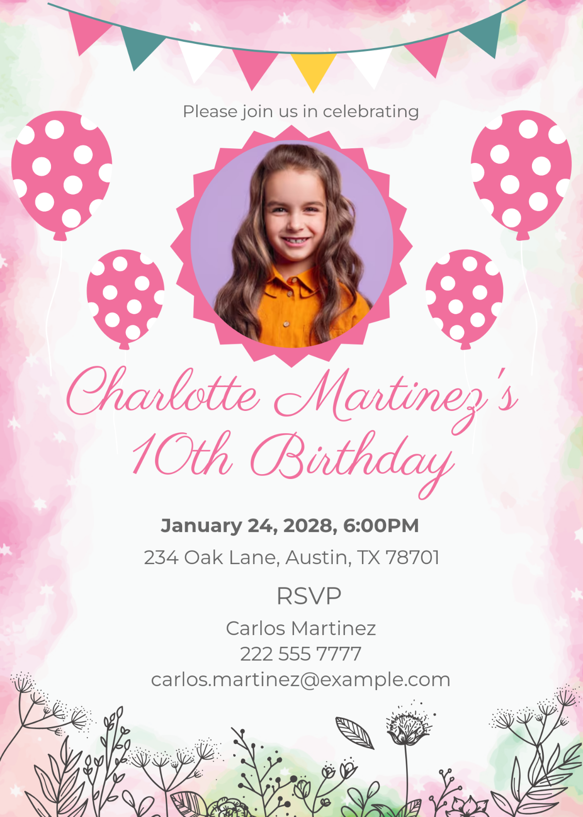 Free Girl Birthday Party Invitation Template To Edit Online