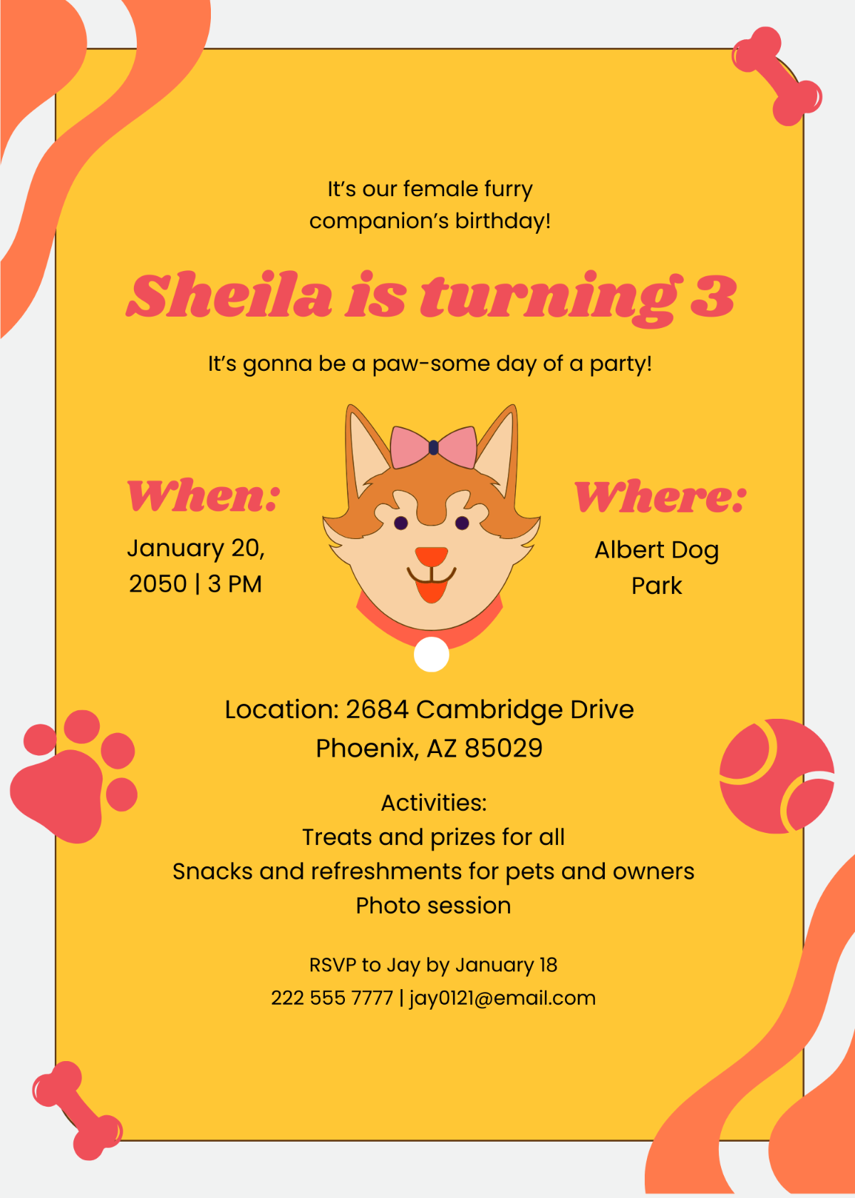 Free Girl Dog Birthday Invitation Template To Edit Online