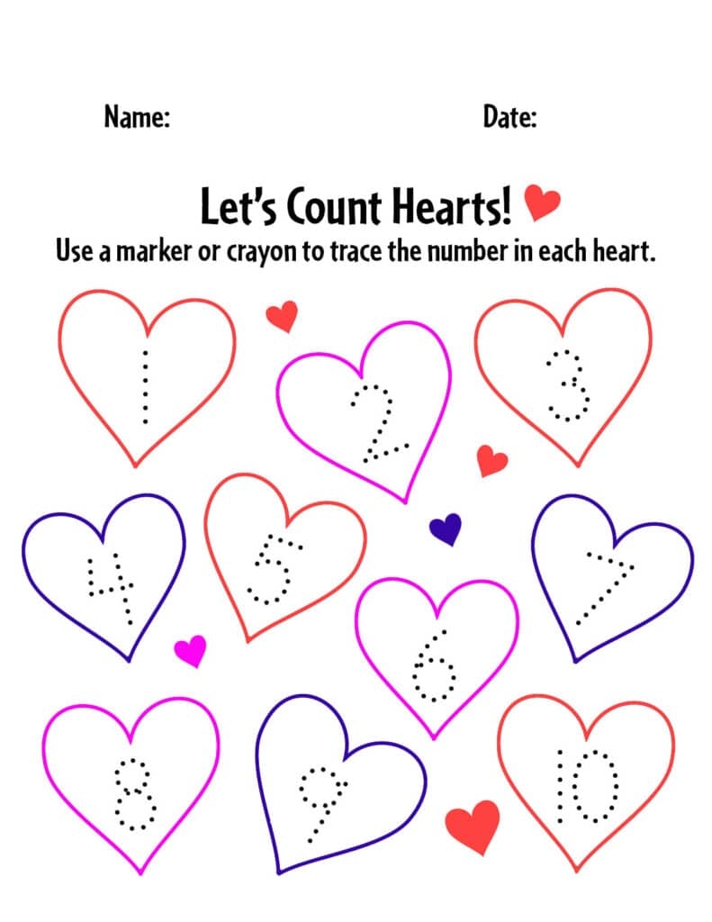 printable heart worksheet