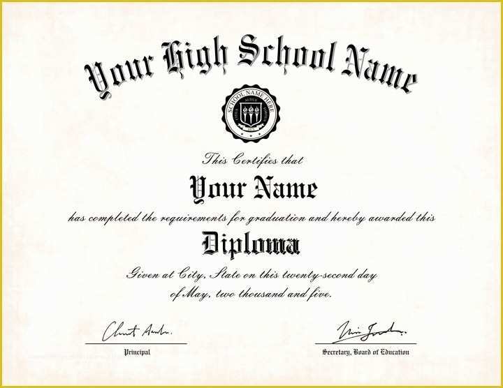 Free High School Diploma Templates Of High School Diploma Template With 