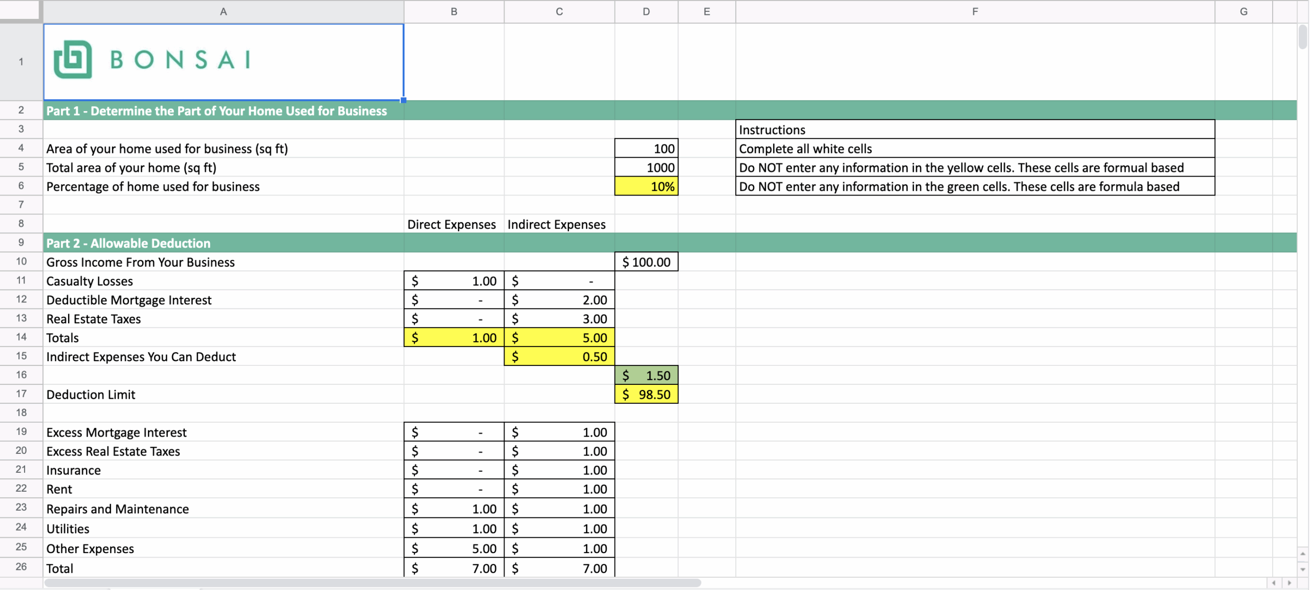 FREE Home Office Deduction Worksheet Excel For Taxes Worksheets Library