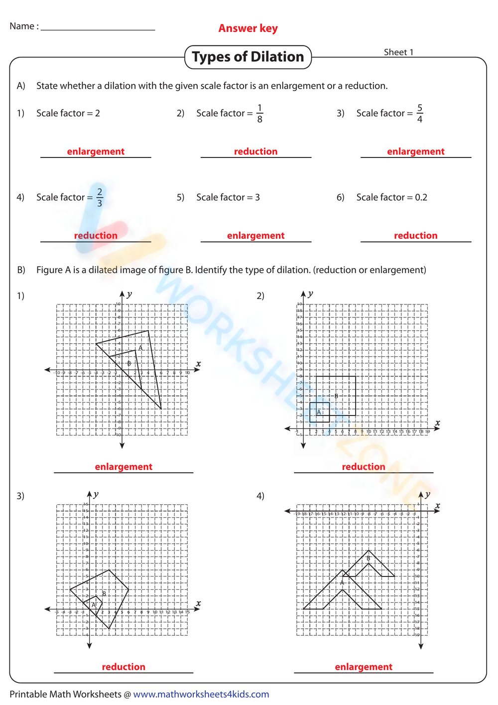 Free Interactive Printable Dilations Worksheet Collection 