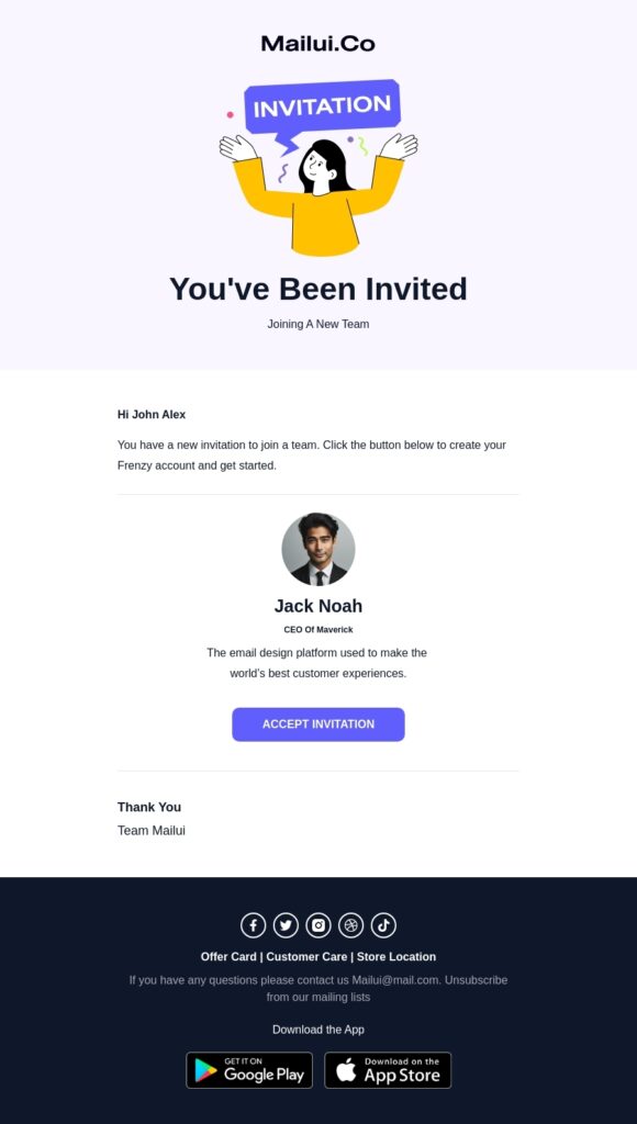 Free Invitation HTML Email Template Template Editor MailUi