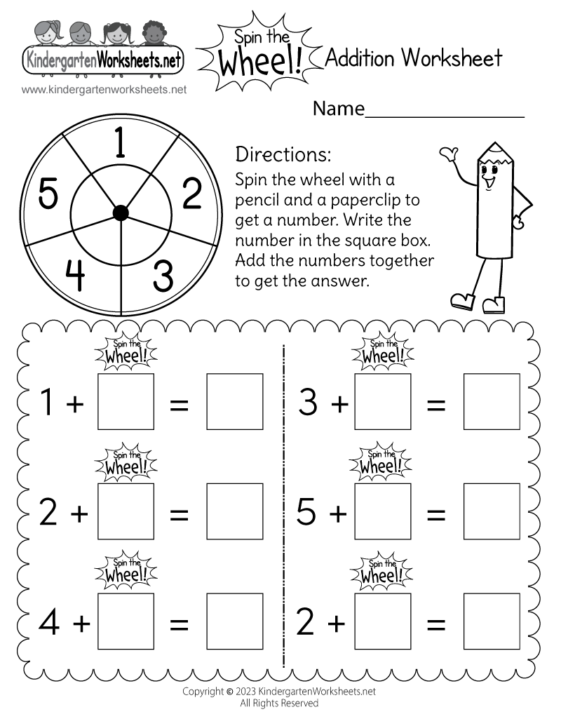 adding kindergarten worksheets