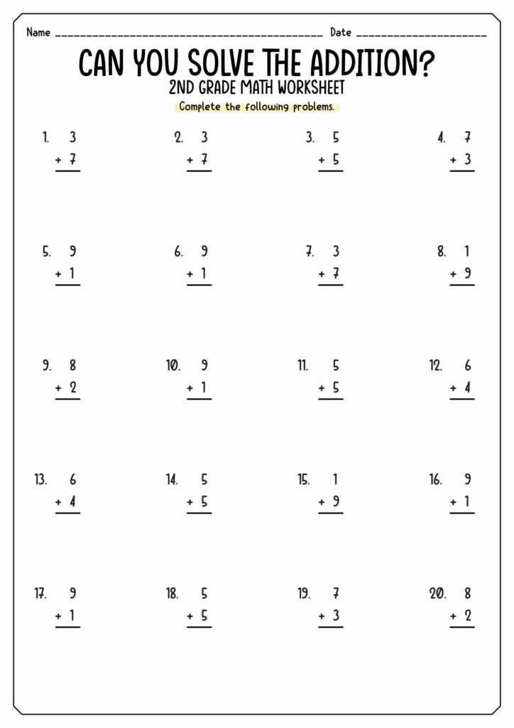 Free Math Sheets For 2nd Graders Download Free Math Sheets For 2nd