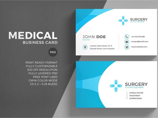 Free Medical Business Card Templates Printable Free Medical Business