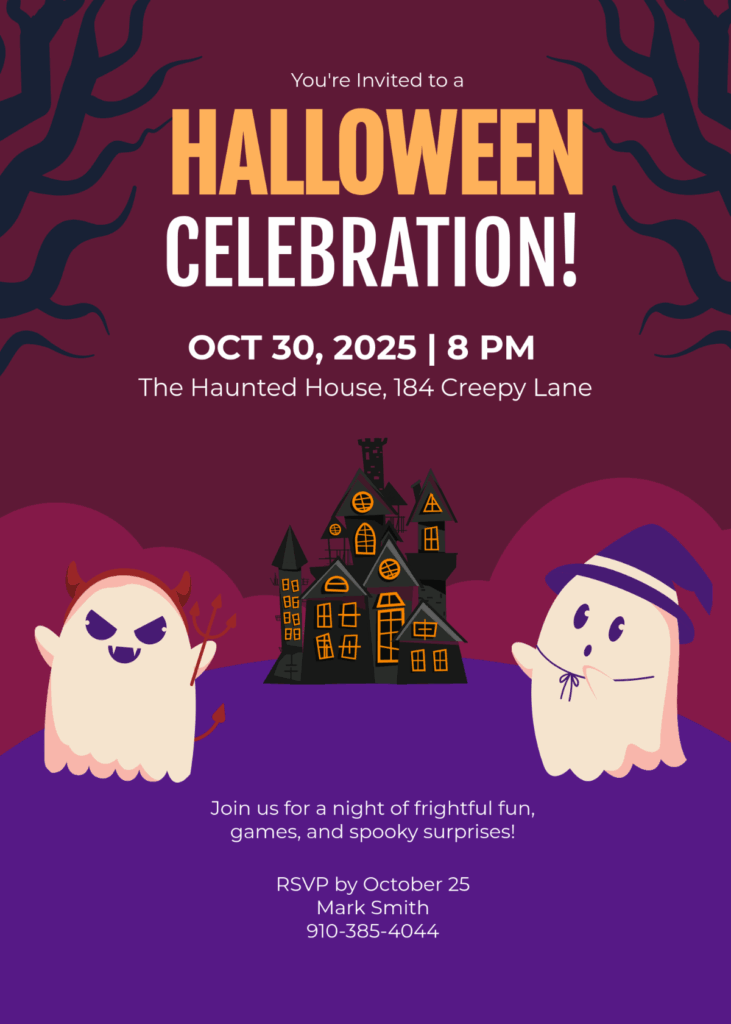 Free Modern Halloween Invitation Template To Edit Online