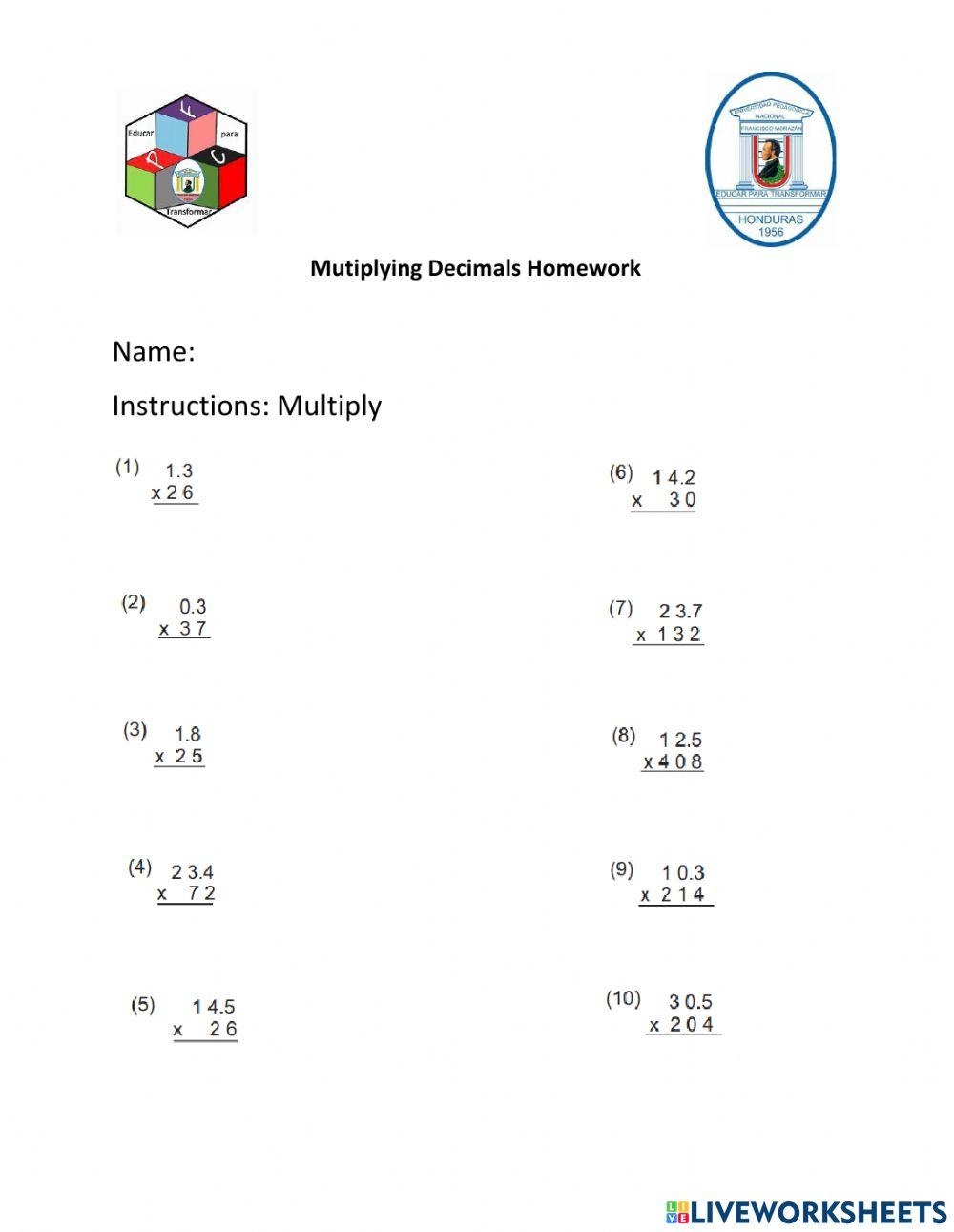 Free Multiply Decimals Worksheet Download Free Multiply Decimals 