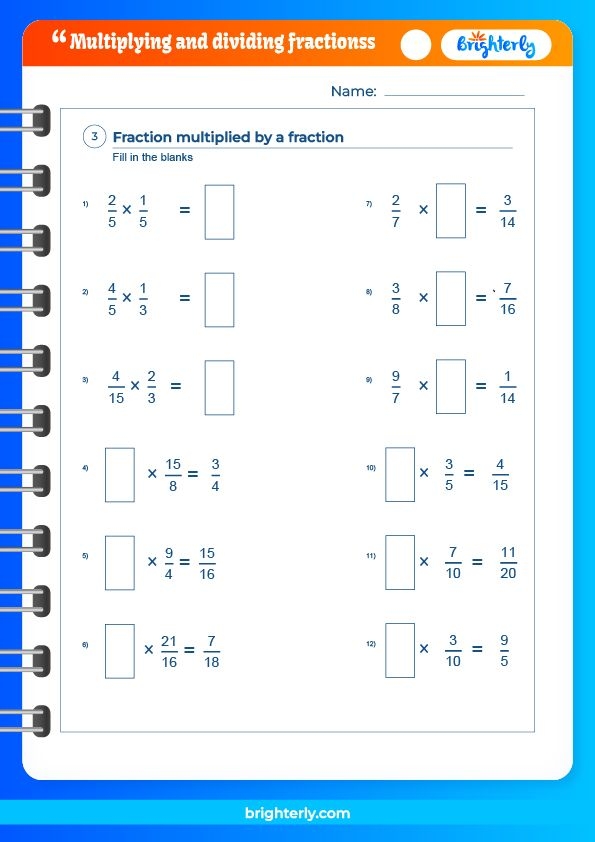 Free Multiplying And Dividing Fractions Worksheets For Kids PDFs 