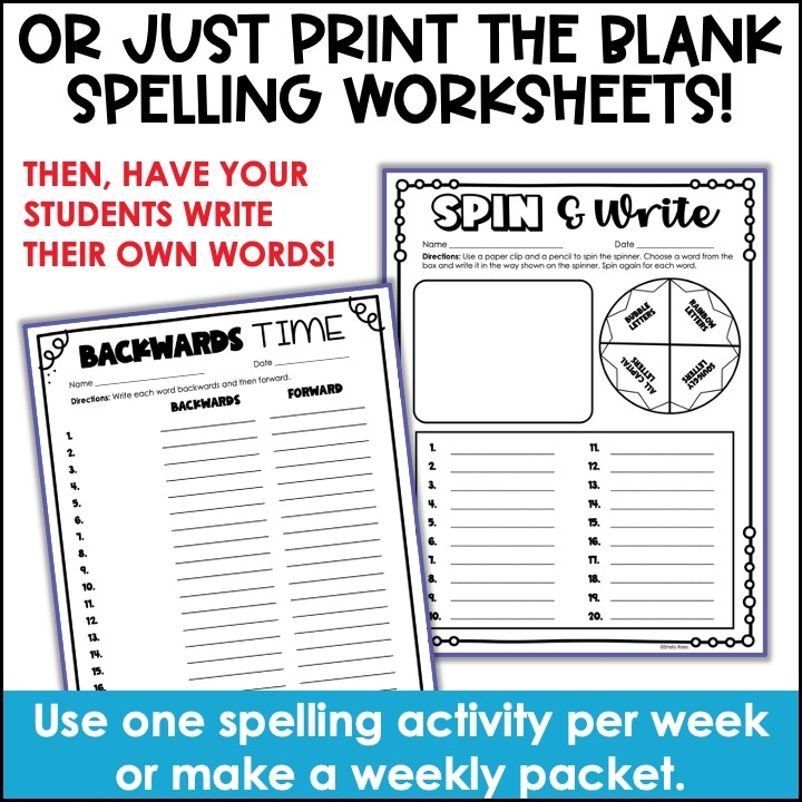 Free No Prep Spelling Worksheets Lucky Little Learners Worksheets 