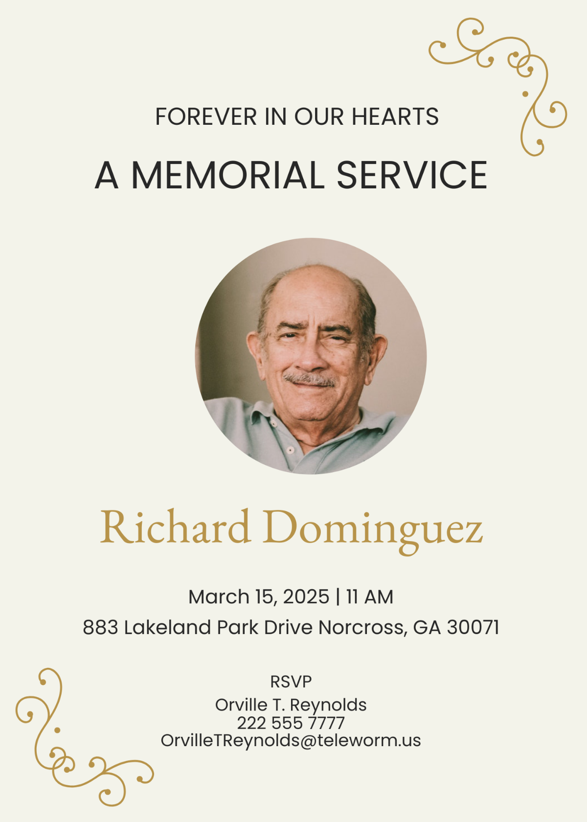 Free Personalized Funeral Announcement Invitation Template To Edit Online