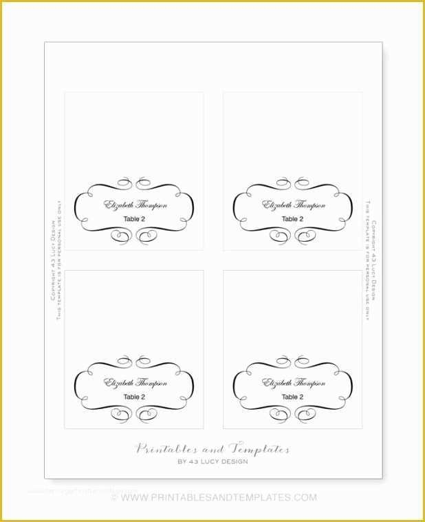Free Place Card Template Word Of Free Printable Blank Place Card 