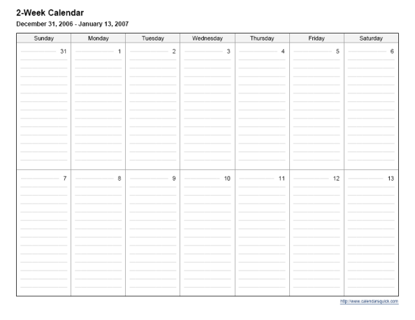 Free Printable 2 Week Calendar Template Printable Templates