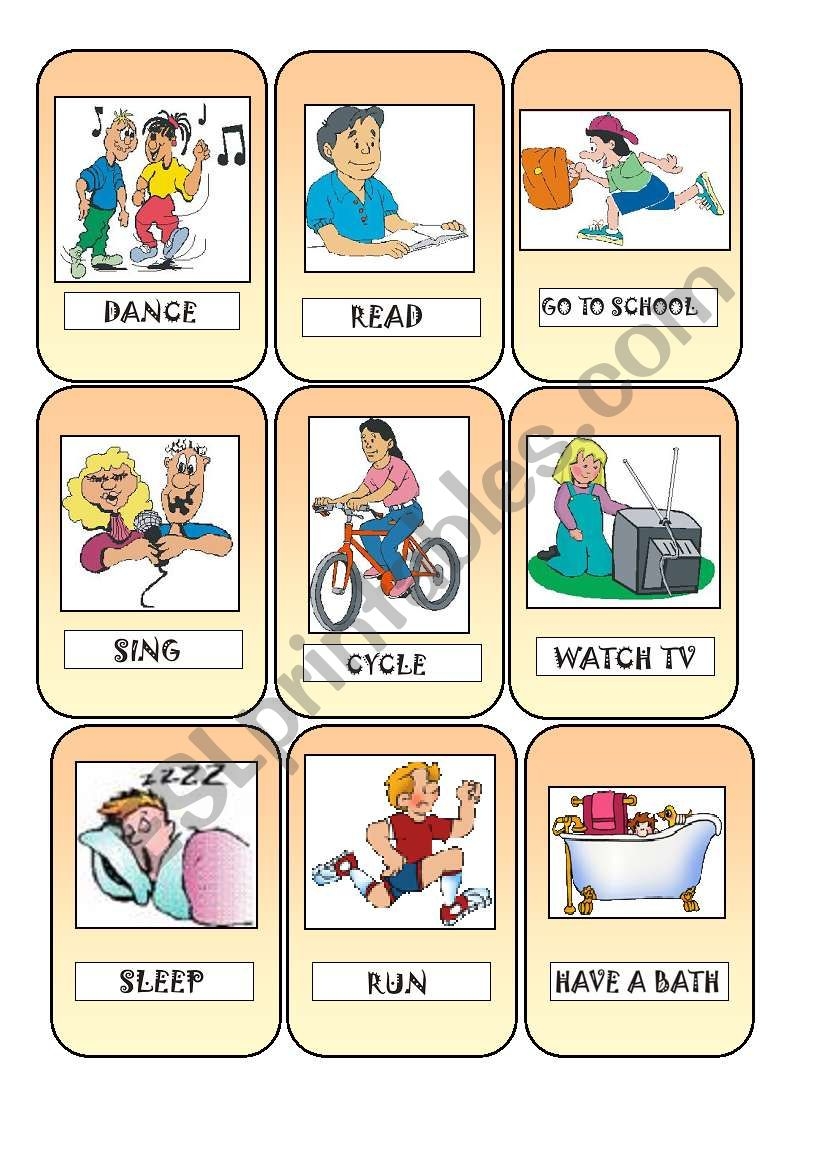 free printable action words flash cards printable