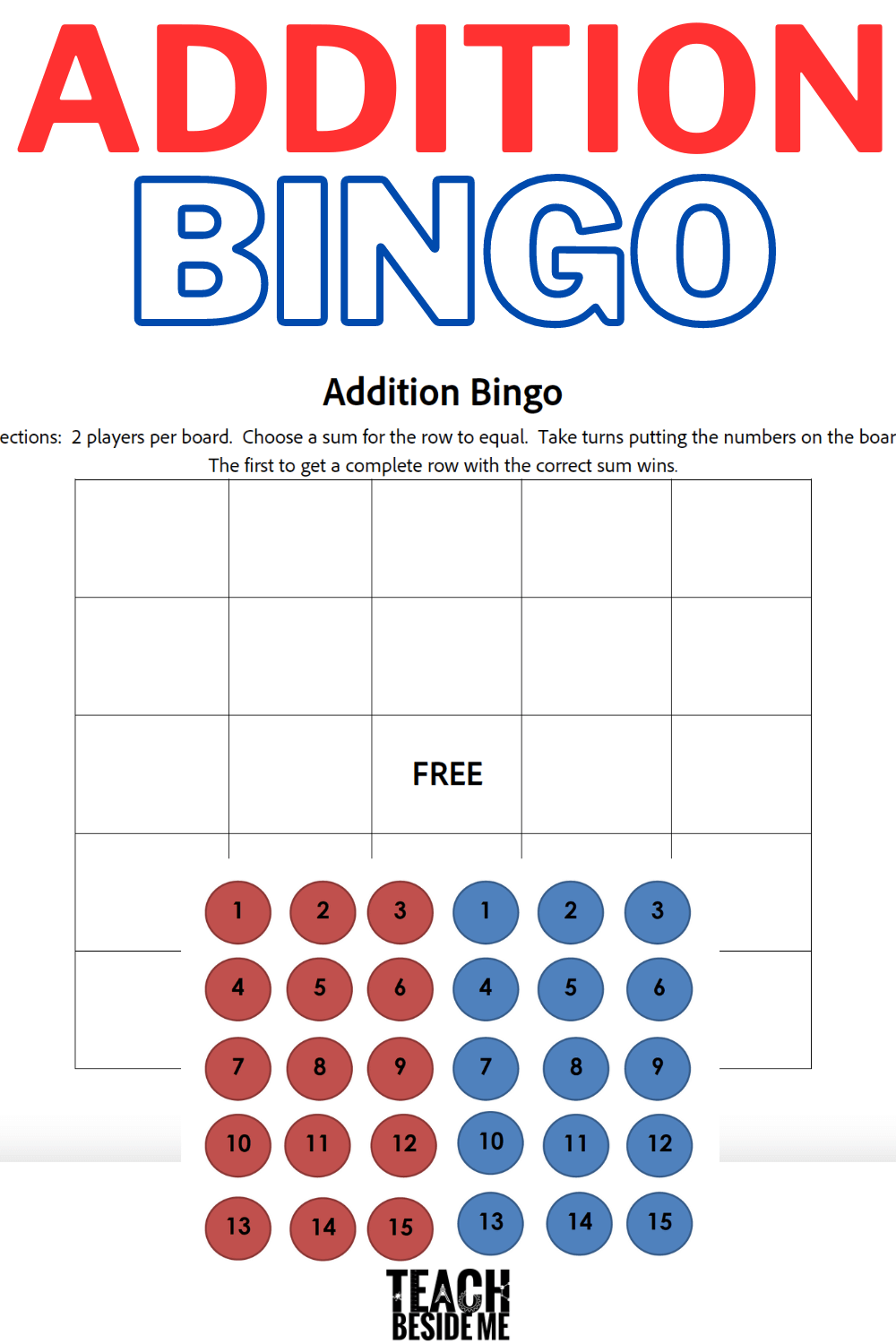 Free Printable Addition Bingo Cards Download Free Printable Addition 