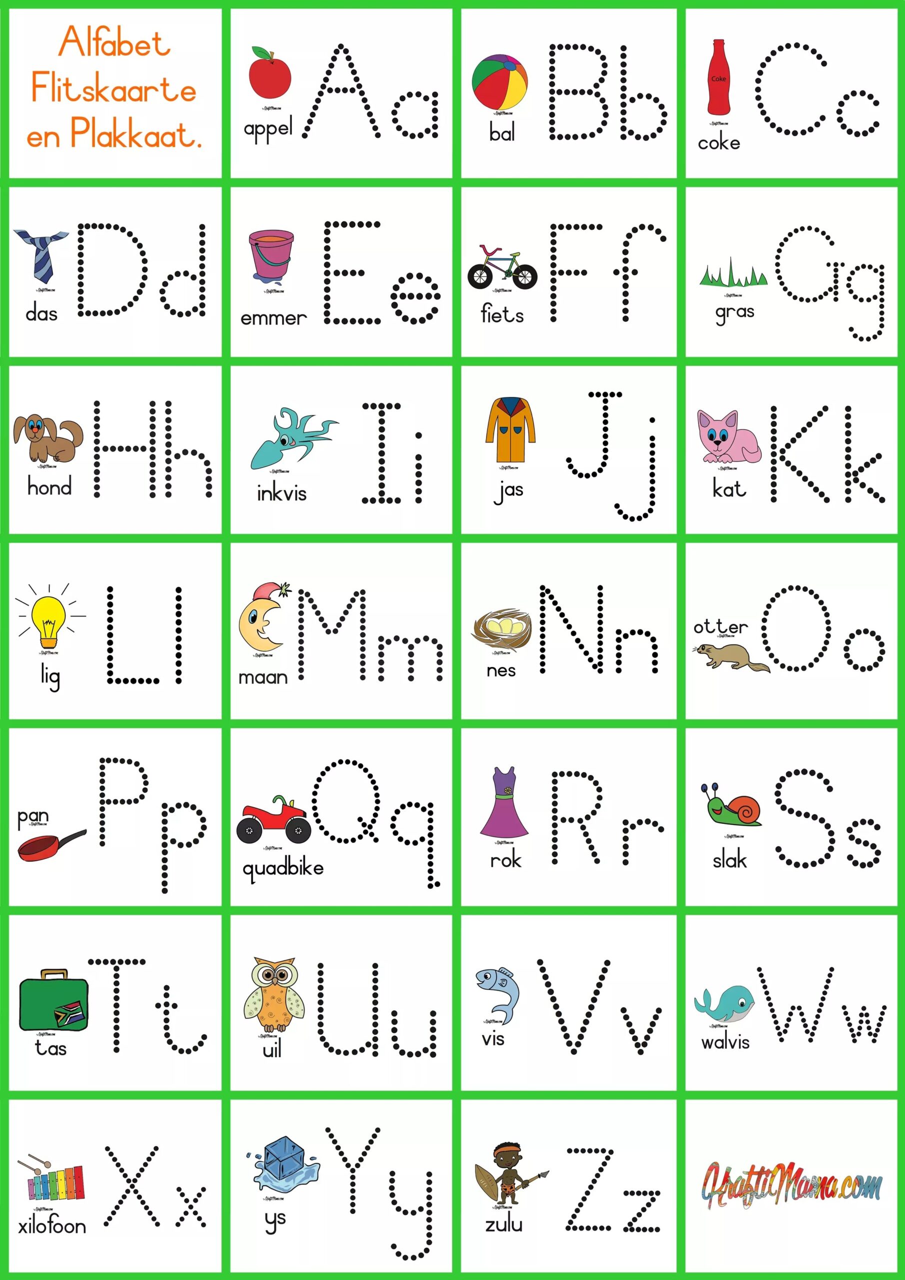 free printable afrikaans alphabet flash cards