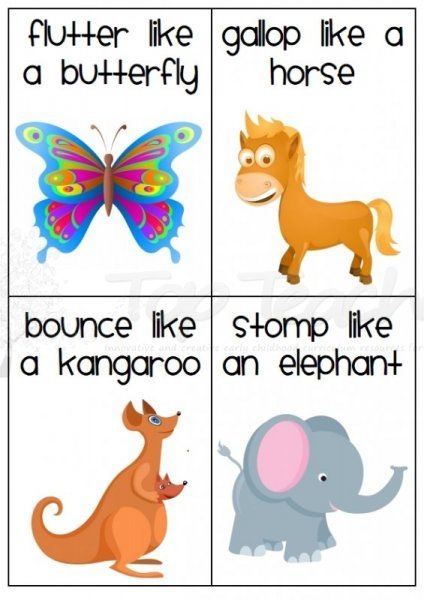 free printable animal action cards