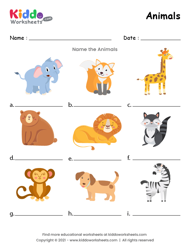 Free Printable Animals Worksheet Creative Center Worksheets Library