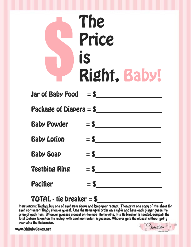 printable games baby shower