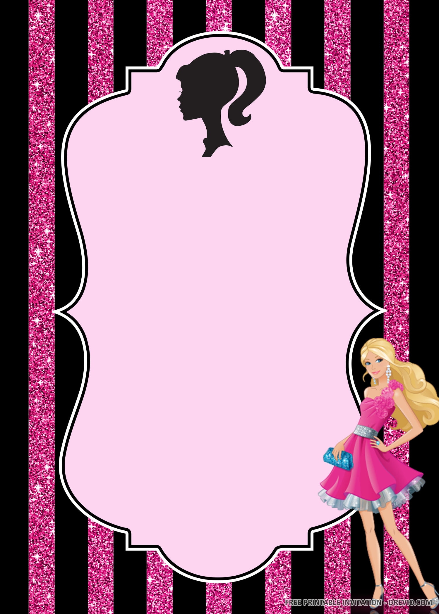 free printable barbie birthday invitation cards