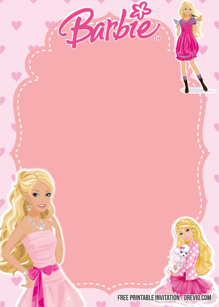 FREE Printable Barbie Birthday Invitation Templates FREE PRINTABLE 