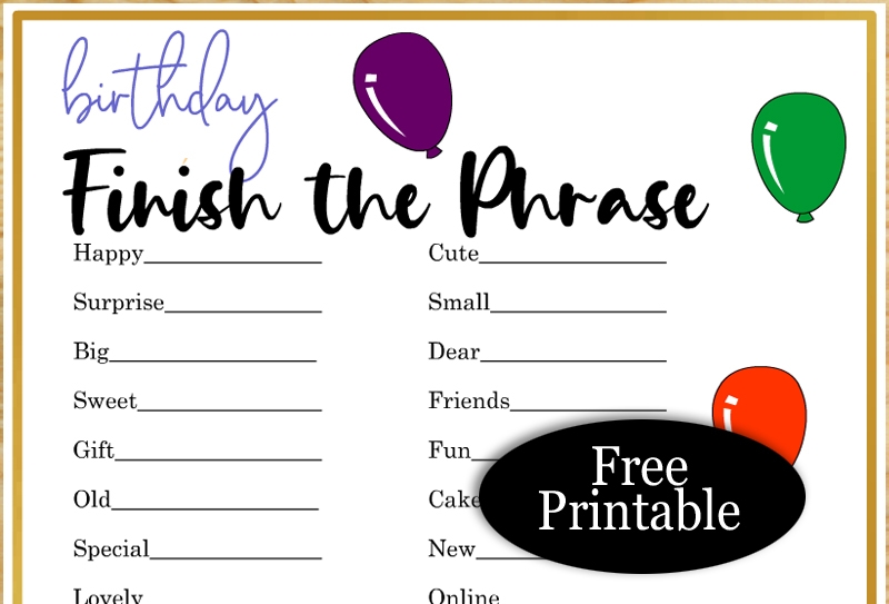Free Printable Birthday Party Games 60 OFF