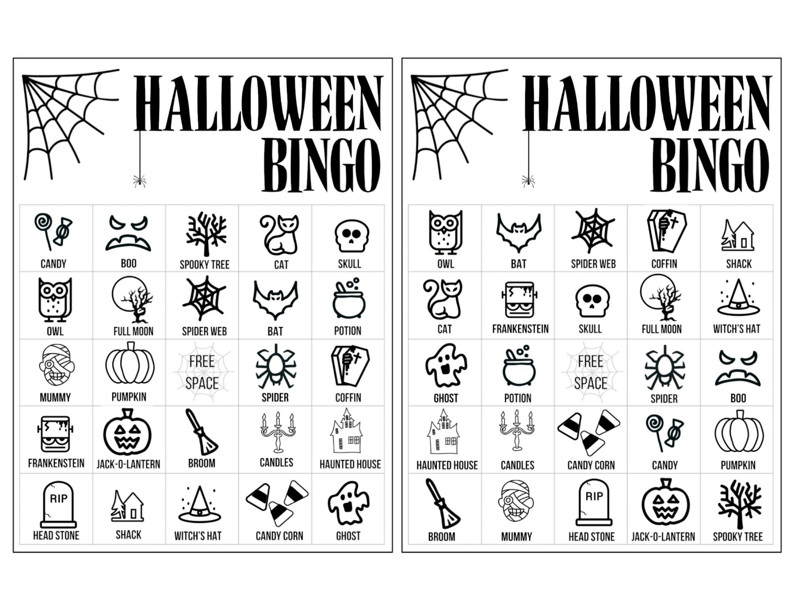 Free Printable Black And White Halloween Bingo Cards Printable Bingo