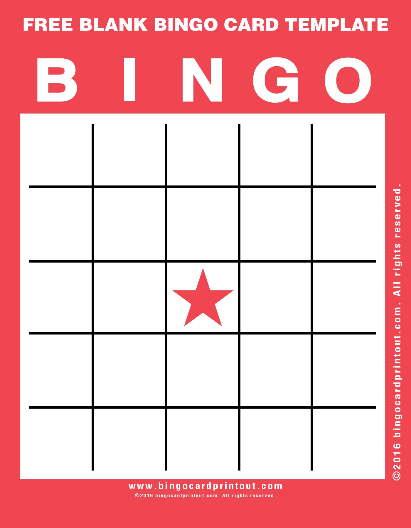free printable bingo template