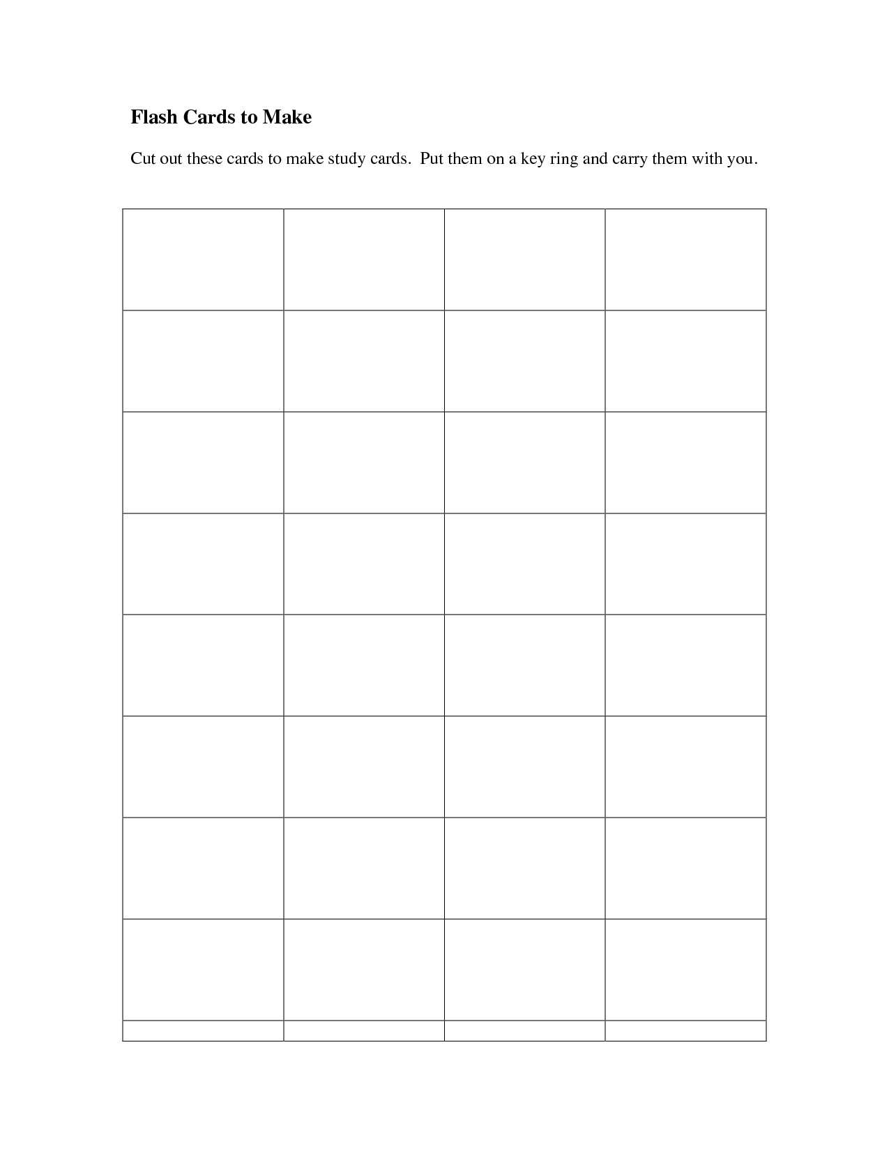 Free Printable Blank Flash Cards Template Sarseh