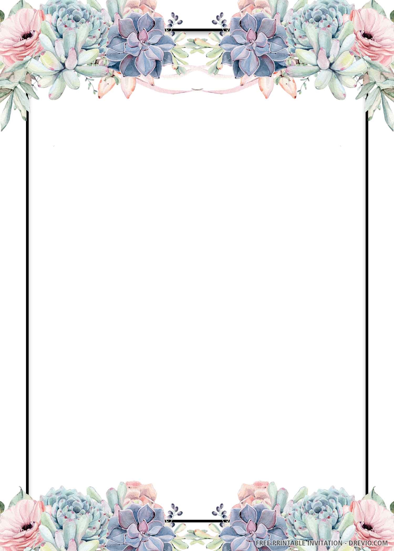  FREE PRINTABLE Blue Floral Wedding Invitation Template Download 