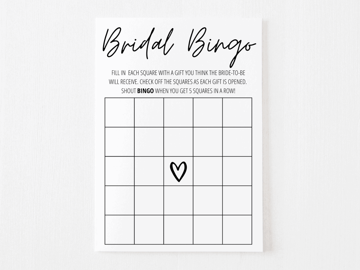 Free Printable Bridal Bingo Template Free Printable