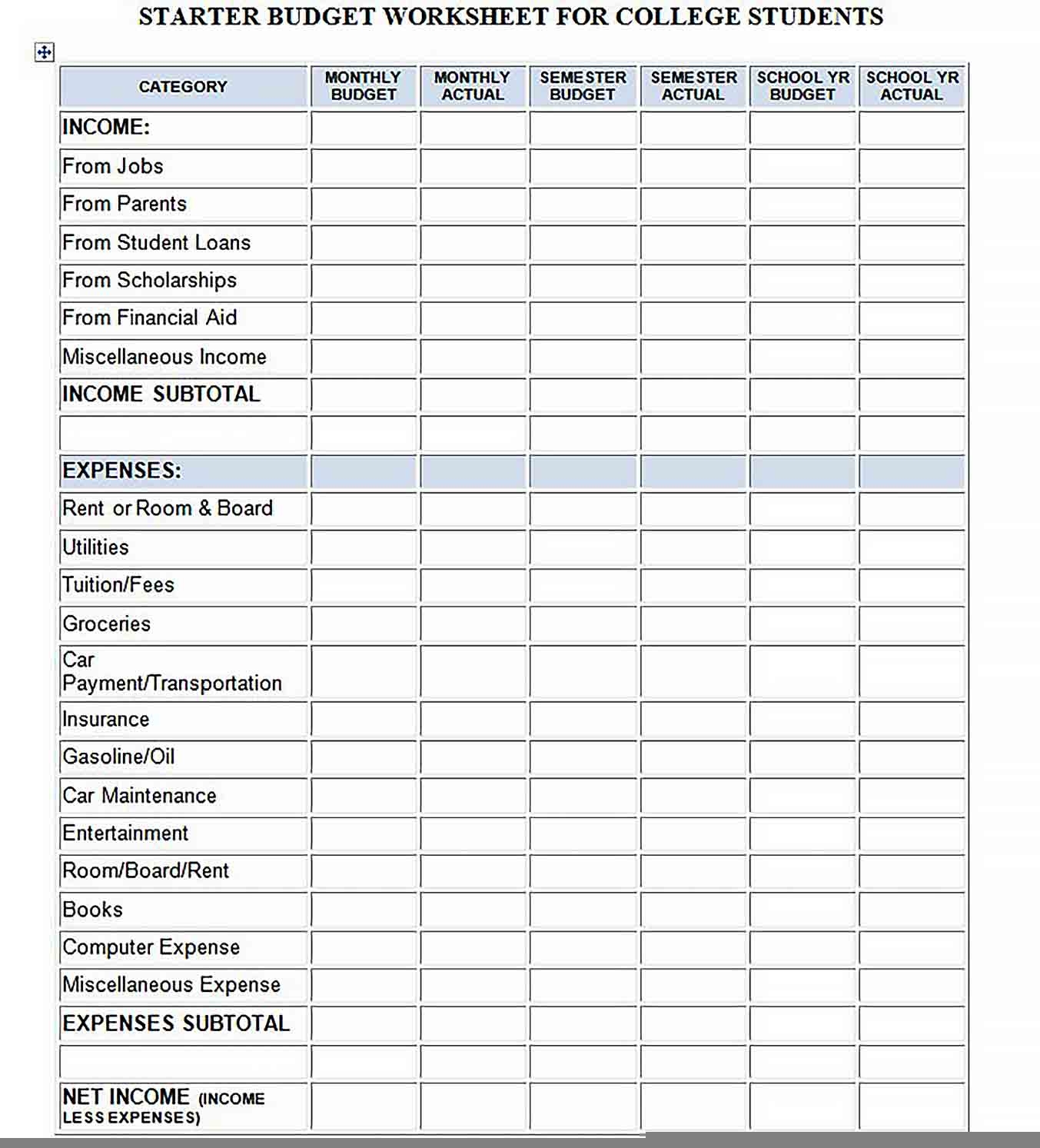 FREE Printable Budget Worksheets 2023 Budgeting Worksheets