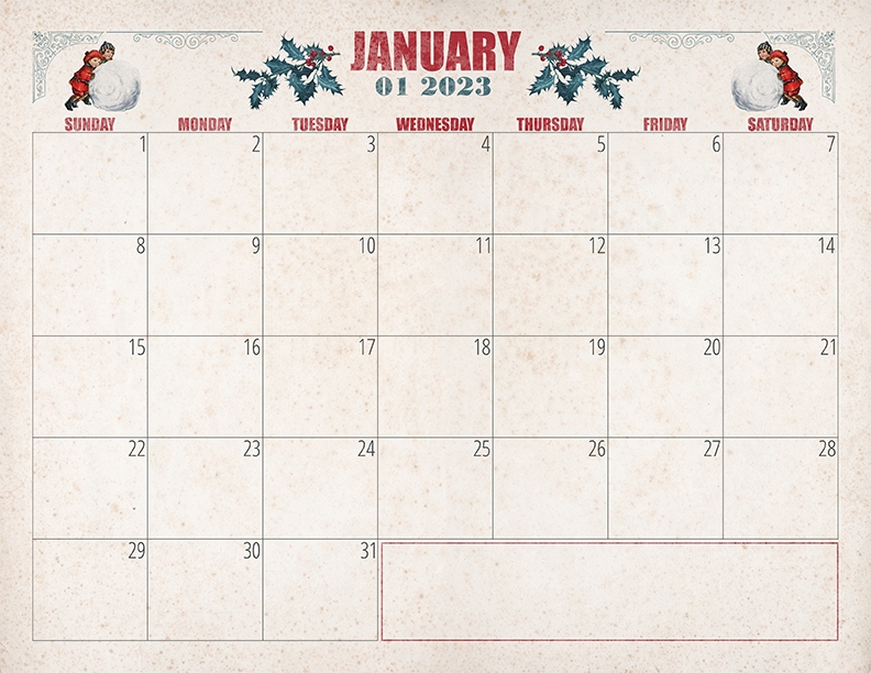 Free Printable Calendar 2023 The Graphics Fairy