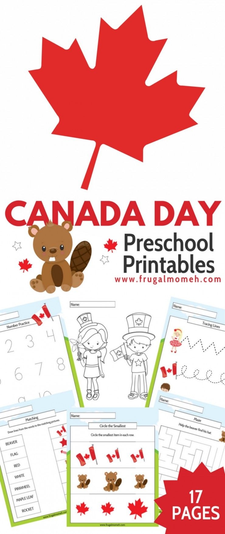 Free Printable Canada Day Preschool Activity Book Frugal Printable