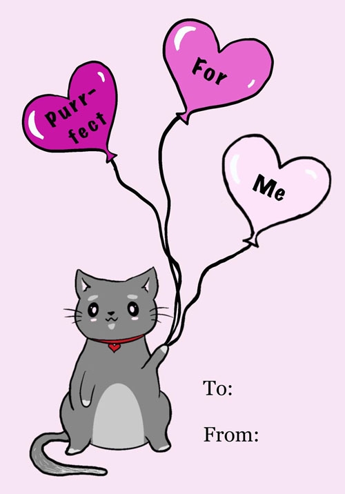 Free Printable Cat Valentine 39 s Day Cards Overstuffed Life
