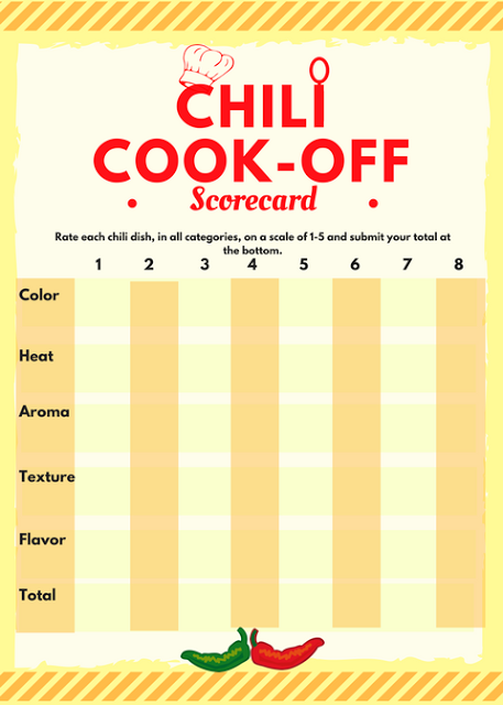 Free Printable Chili Cook Off Score Cards Free Templates Printable