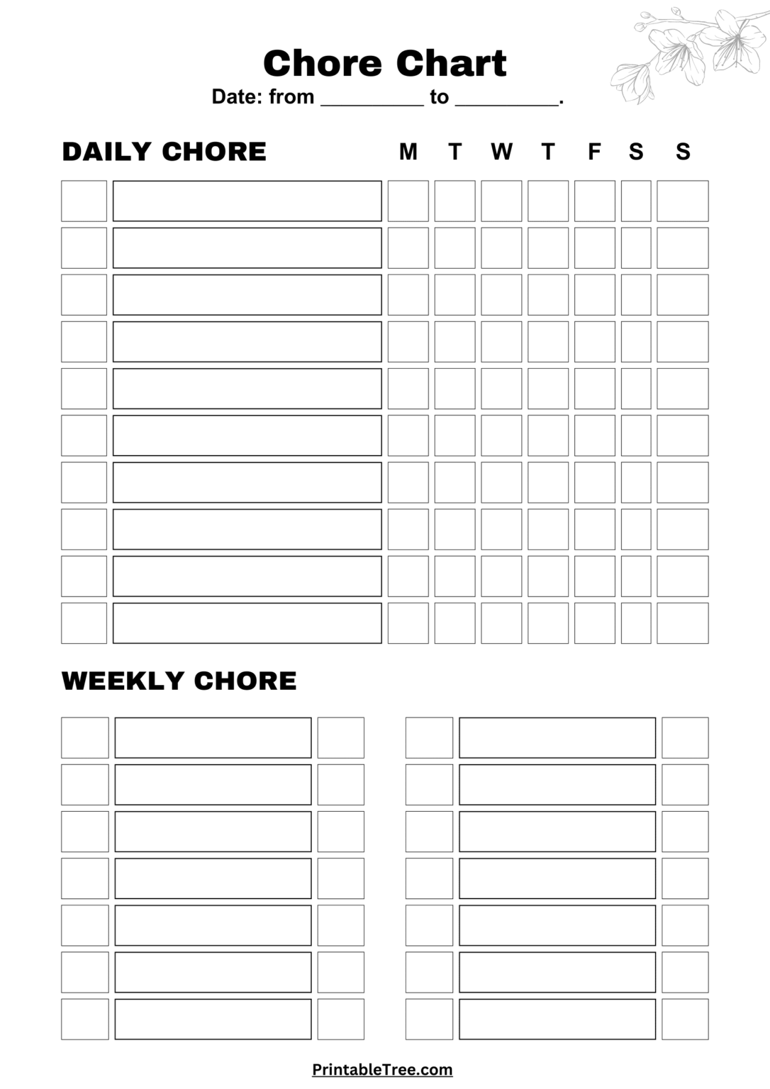 free printable chore list template