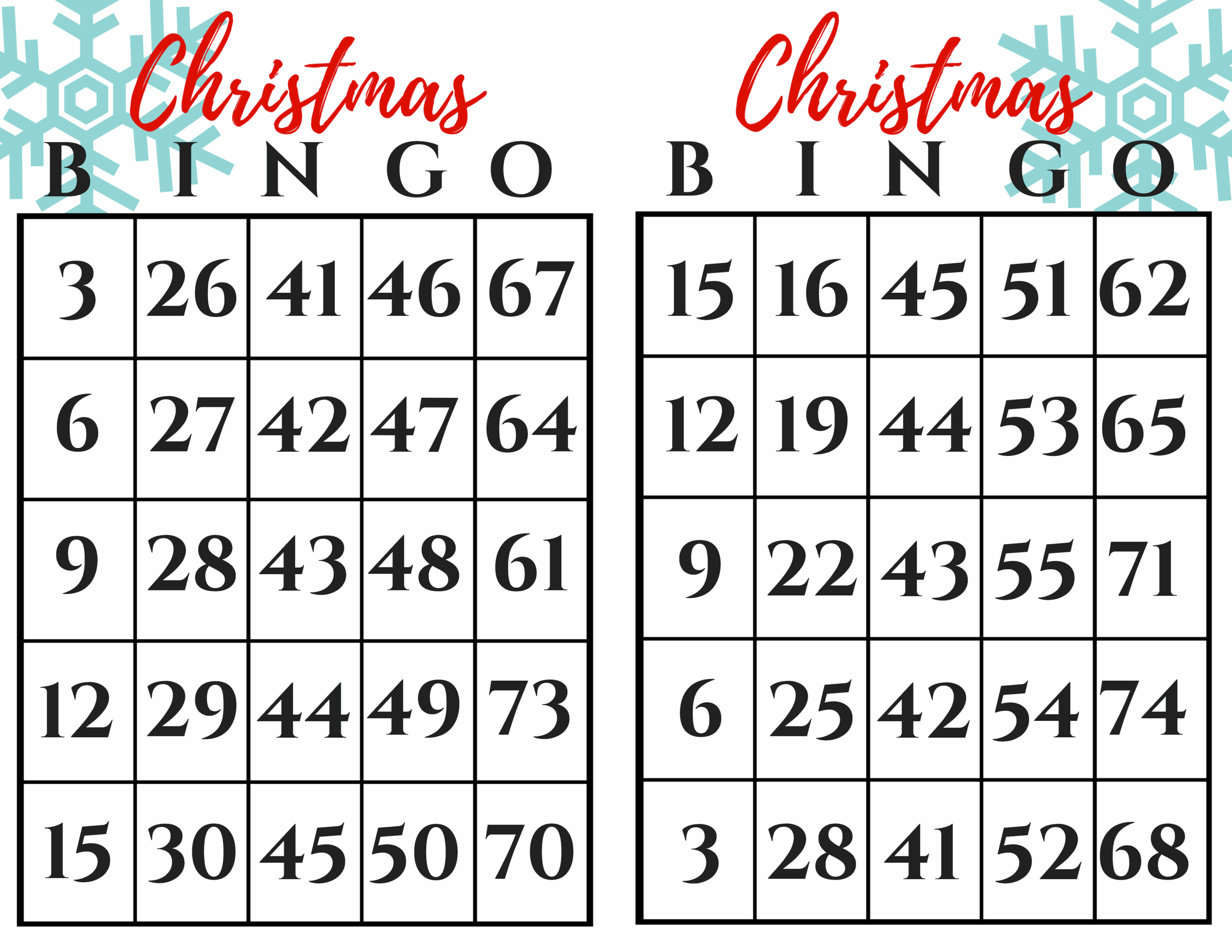 Free Printable Christmas Bingo Cards For Large Groups