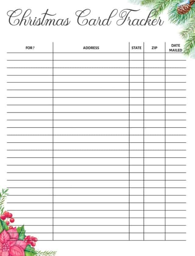 Free Printable Christmas Card Tracker Free Templates Printable
