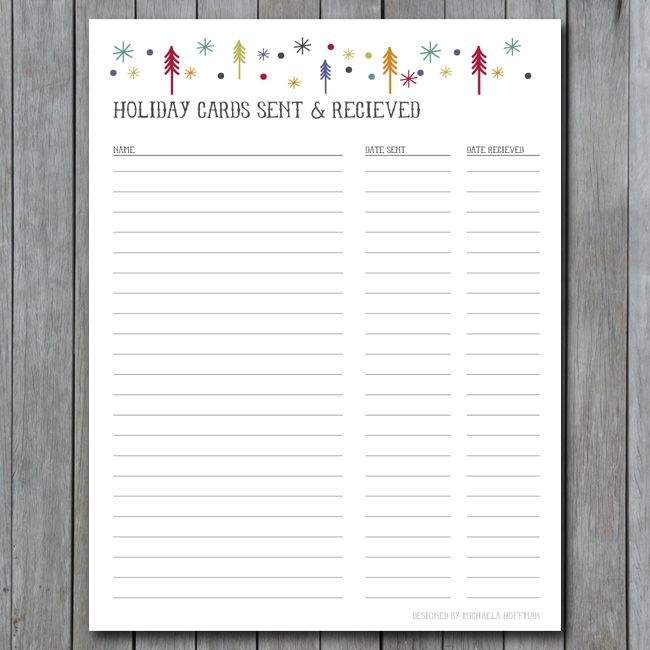 Free Printable Christmas Card Tracker