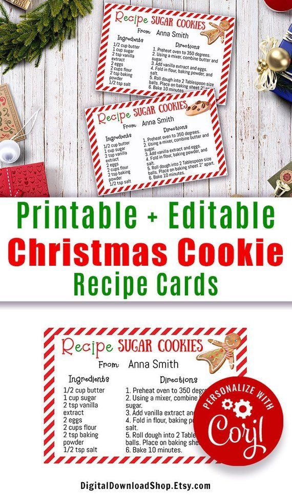 Free Printable Christmas Cookie Recipe Cards Howard M Gibson