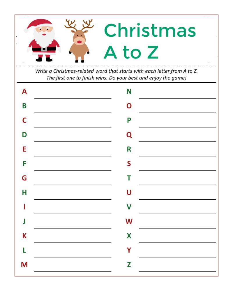 printable games christmas