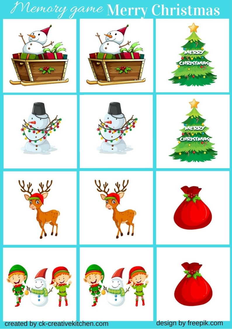 free printable christmas memory game cards