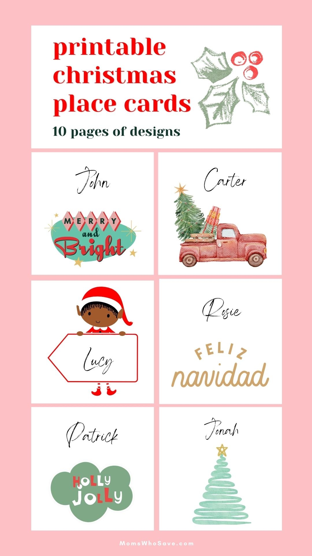 free printable christmas place name cards