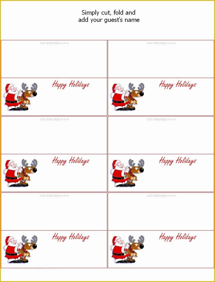 free printable christmas table place cards template