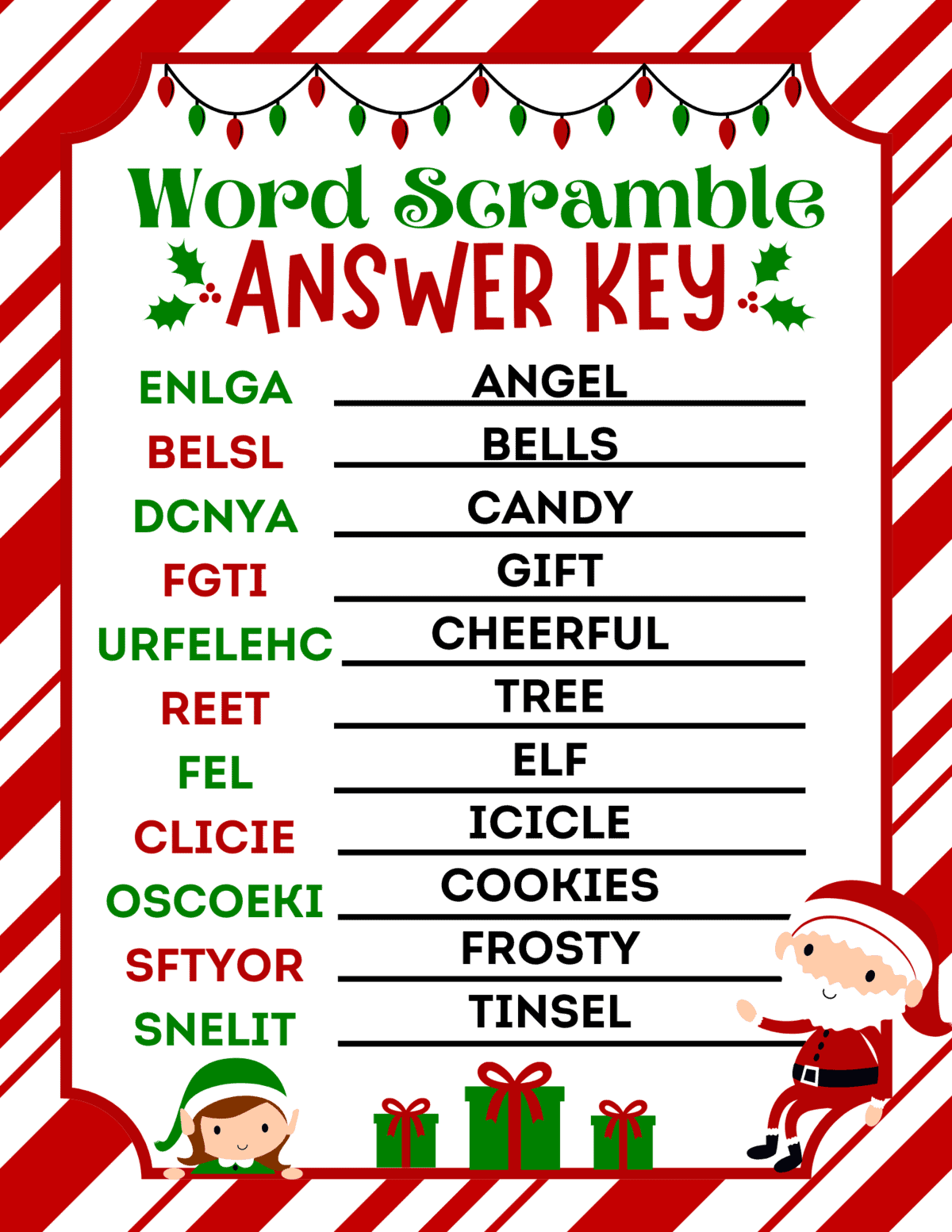 printable christmas games with answers