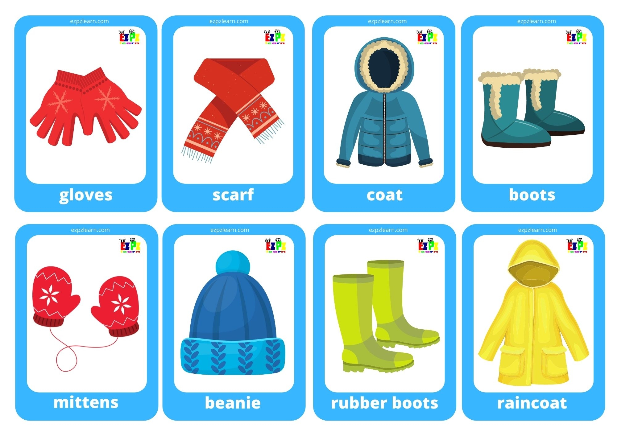 Free Printable Clothes Flashcards Pdf